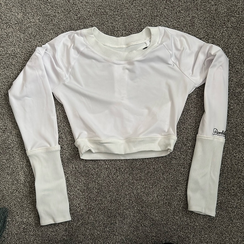 Bombshell crop sweatshirt with back cutout